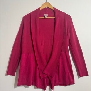Chicos Raspberry Pink Open Front Cardigan‎ Size 1P Medium Petite